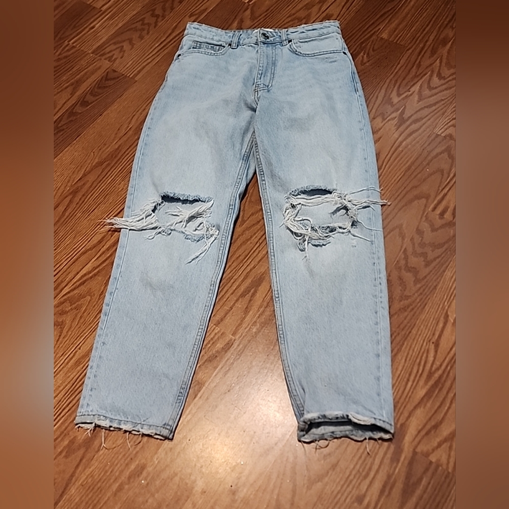 Zara mom‎ jeans size 6 high waisted festival distressed